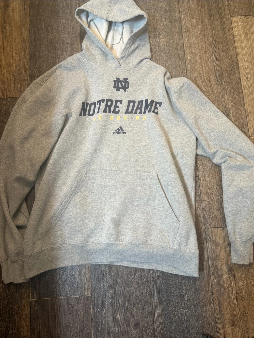 adidas Notre Dame Fighting Irish Gray Pullover Hoodie NCAA Men’s